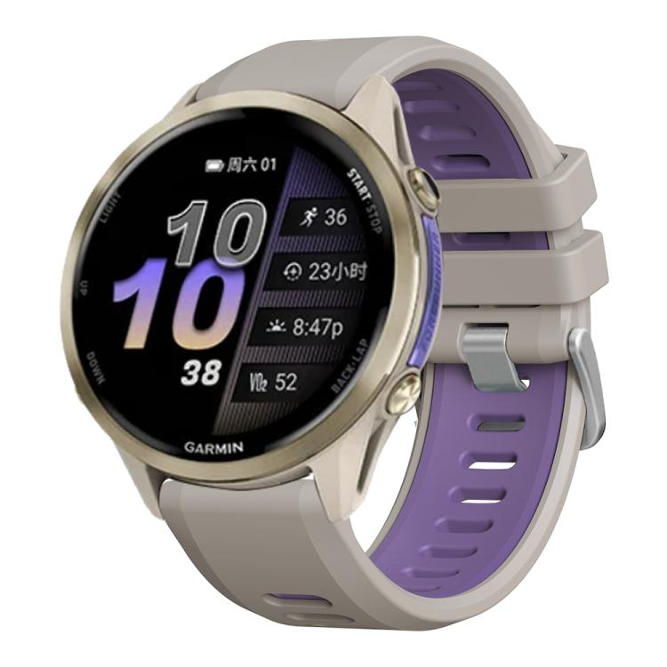 For Garmin Forerunner 970 Two Color Steel Buckle Silicone Watch Band(Sand Purple) by bashfashion