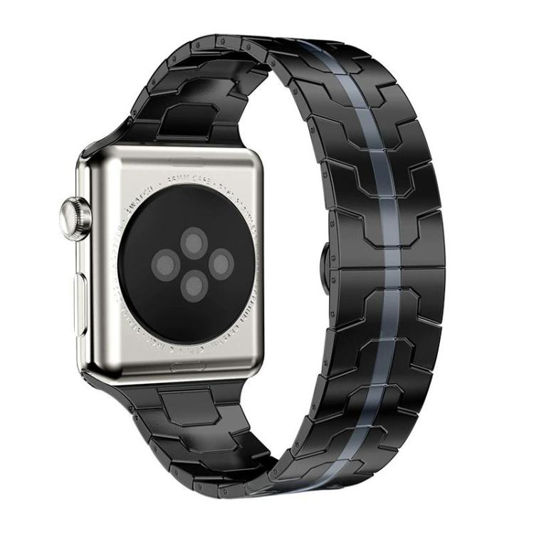 For Apple Watch 42 / 44 / 45 / 46 / 49mm xDfind Butterfly Buckle Stainless Steel Watch Band(Black Grey) by xDfind