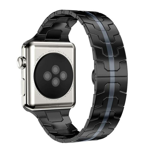 For Apple Watch 42 / 44 / 45 / 46 / 49mm xDfind Butterfly Buckle Stainless Steel Watch Band(Black Grey) by xDfind