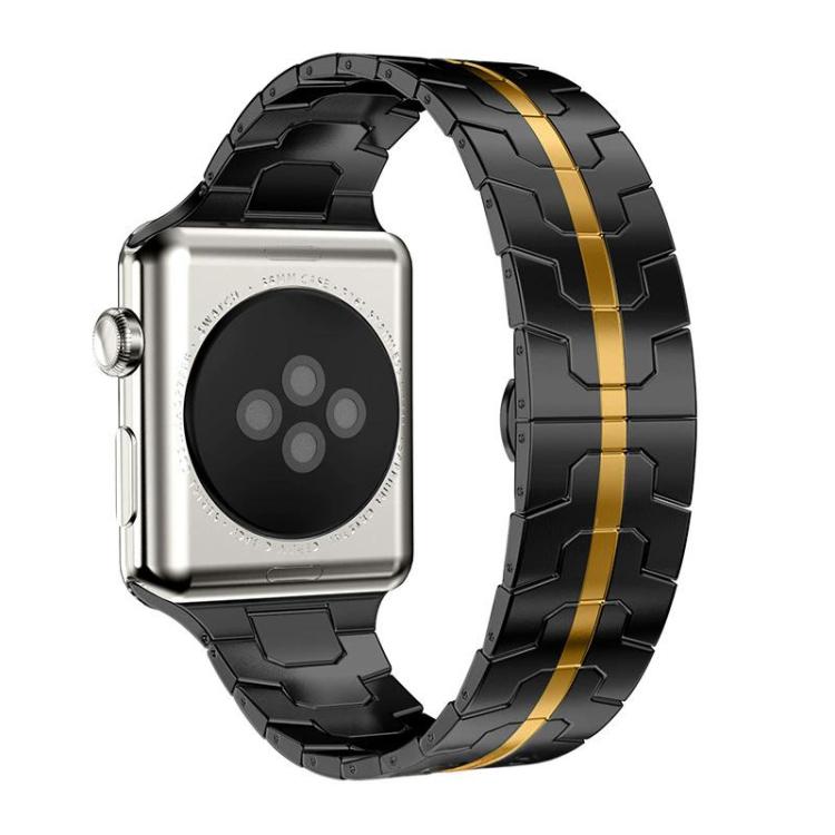 For Apple Watch 42 / 44 / 45 / 46 / 49mm xDfind Butterfly Buckle Stainless Steel Watch Band(Black Gold) by xDfind
