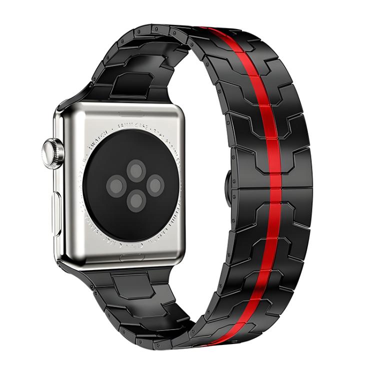 For Apple Watch 38 / 40 / 41 / S10 42mm xDfind Butterfly Buckle Stainless Steel Watch Band(Black Red) by xDfind