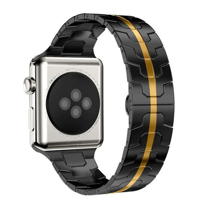 For Apple Watch 38 / 40 / 41 / S10 42mm xDfind Butterfly Buckle Stainless Steel Watch Band(Black Gold) by xDfind