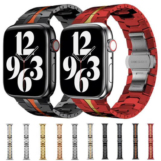 For Apple Watch 42 / 44 / 45 / 46 / 49mm xDfind Butterfly Buckle Stainless Steel Watch Band(Black) by xDfind