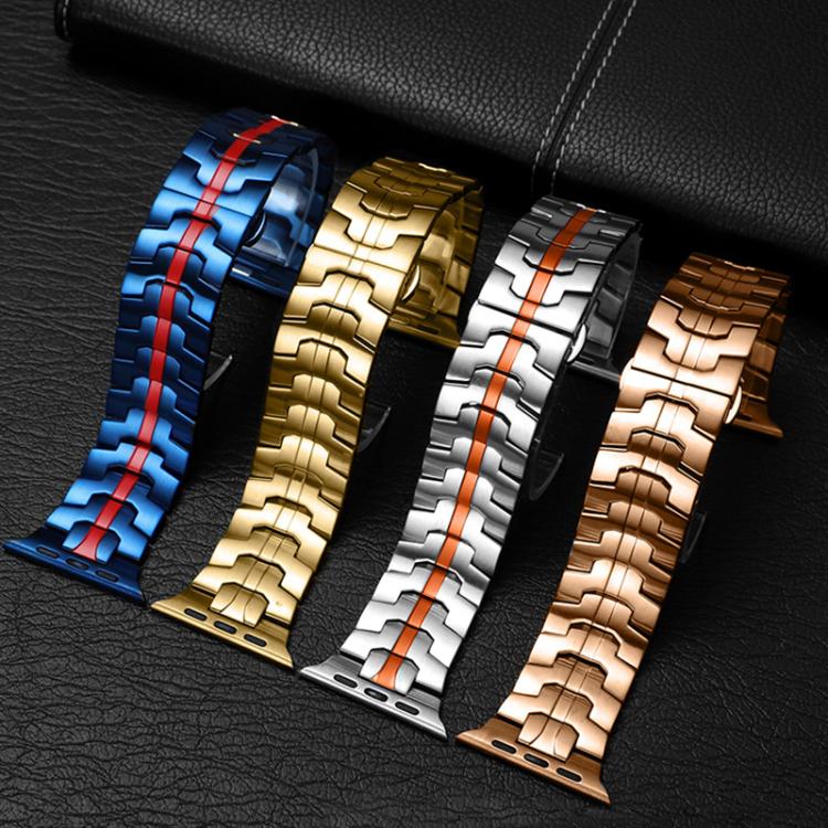 For Apple Watch 42 / 44 / 45 / 46 / 49mm xDfind Butterfly Buckle Stainless Steel Watch Band(Gold) by xDfind