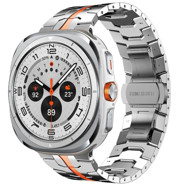 For Samsung Galaxy Watch8 / 8 Classic xDfind Butterfly Buckle Stainless Steel Watch Band(Silver Orange) by xDfind