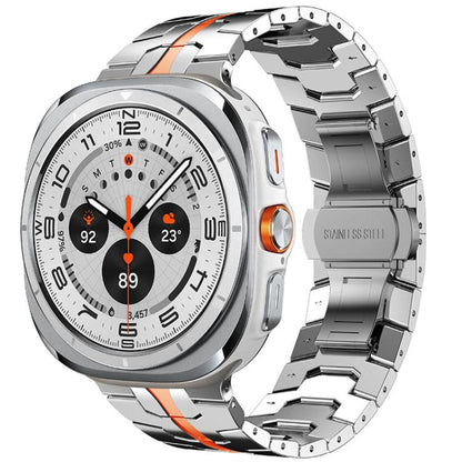 For Samsung Galaxy Watch8 / 8 Classic xDfind Butterfly Buckle Stainless Steel Watch Band(Silver Orange) by xDfind