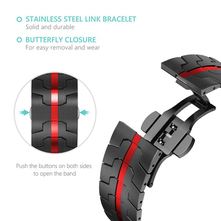 For Samsung Galaxy Watch8 / 8 Classic xDfind Butterfly Buckle Stainless Steel Watch Band(Black Red) by xDfind