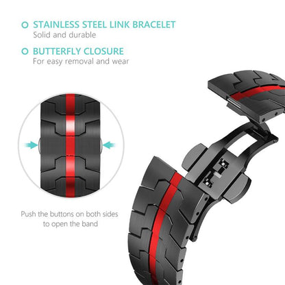 For Samsung Galaxy Watch8 / 8 Classic xDfind Butterfly Buckle Stainless Steel Watch Band(Black Red) by xDfind