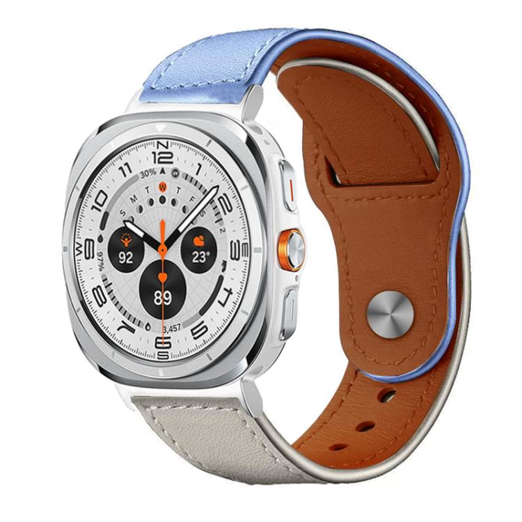 For Samsung Galaxy Watch Ultra / Ultra 2025 xDfind Rivet Buckle Genuine Leather Watch Band(Lavender White) by xDfind