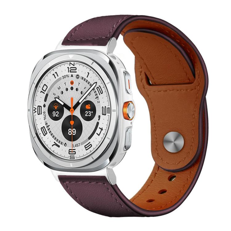 For Samsung Galaxy Watch Ultra / Ultra 2025 xDfind Rivet Buckle Genuine Leather Watch Band(Jujube Red) by xDfind