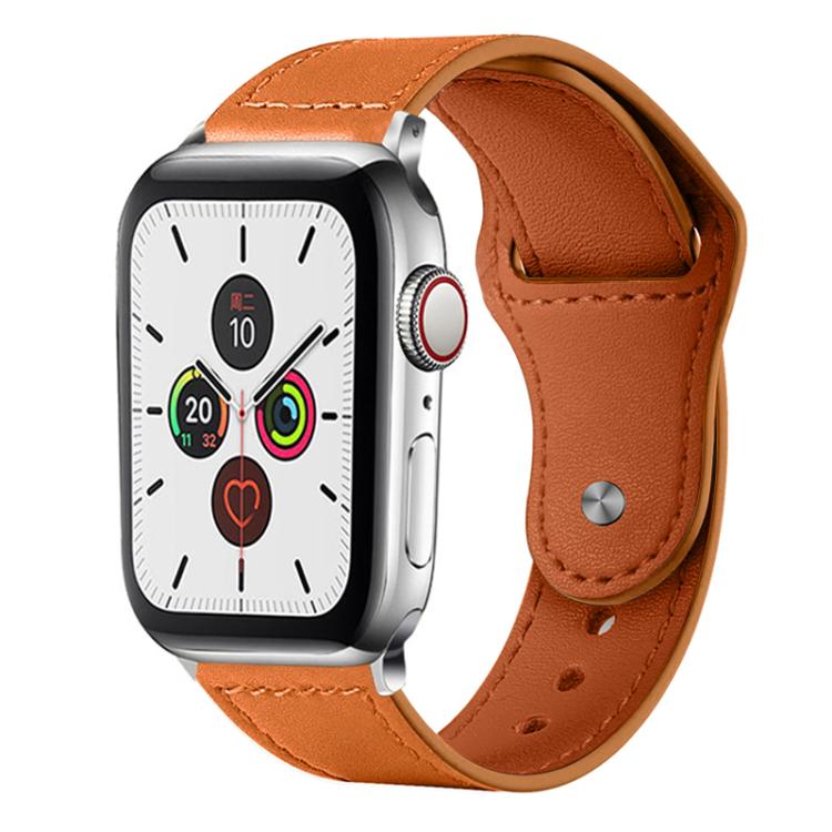 For Apple Watch 42 / 44 / 45 / 46 / 49mm xDfind Rivet Buckle Genuine Leather Watch Band(Brown) by xDfind