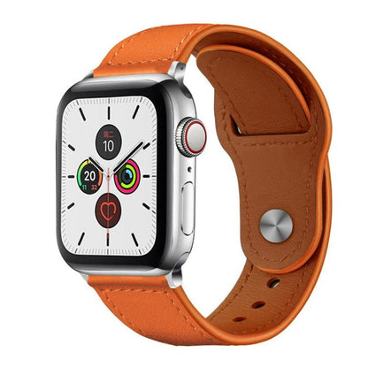 For Apple Watch 42 / 44 / 45 / 46 / 49mm xDfind Rivet Buckle Genuine Leather Watch Band(Orange) by xDfind