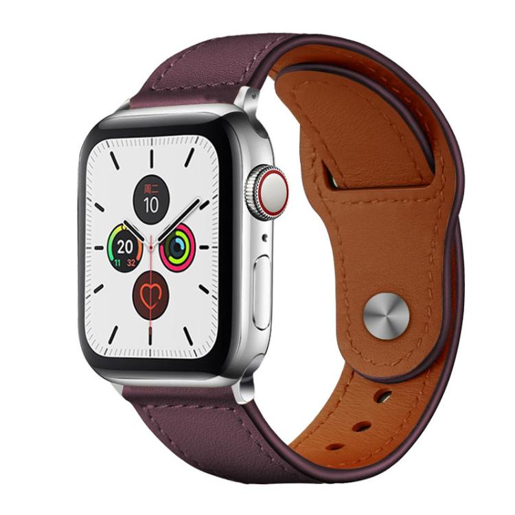 For Apple Watch 42 / 44 / 45 / 46 / 49mm xDfind Rivet Buckle Genuine Leather Watch Band(Jujube Red) by xDfind