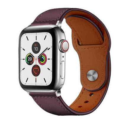 For Apple Watch 42 / 44 / 45 / 46 / 49mm xDfind Rivet Buckle Genuine Leather Watch Band(Jujube Red) by xDfind