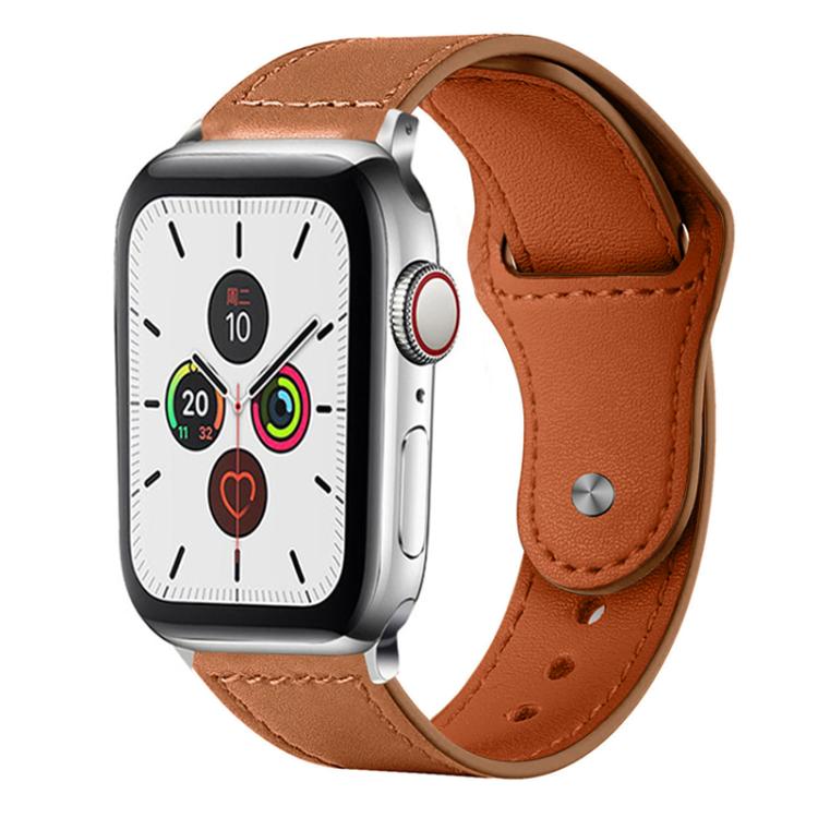 For Apple Watch 38 / 40 / 41 / S10 42mm xDfind Rivet Buckle Genuine Leather Watch Band(Light Brown) by xDfind