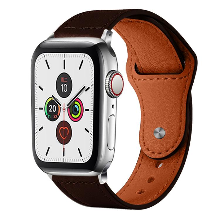 For Apple Watch 38 / 40 / 41 / S10 42mm xDfind Rivet Buckle Genuine Leather Watch Band(Dark Brown) by xDfind