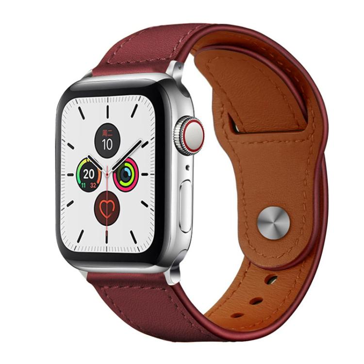 For Apple Watch 38 / 40 / 41 / S10 42mm xDfind Rivet Buckle Genuine Leather Watch Band(Hawthorn Red) by xDfind