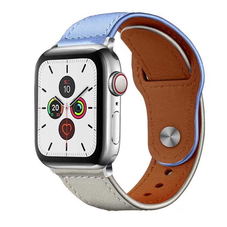 For Apple Watch 38 / 40 / 41 / S10 42mm xDfind Rivet Buckle Genuine Leather Watch Band(Lavender White) by xDfind