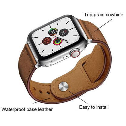 For Apple Watch 38 / 40 / 41 / S10 42mm xDfind Rivet Buckle Genuine Leather Watch Band(Light Brown) by xDfind