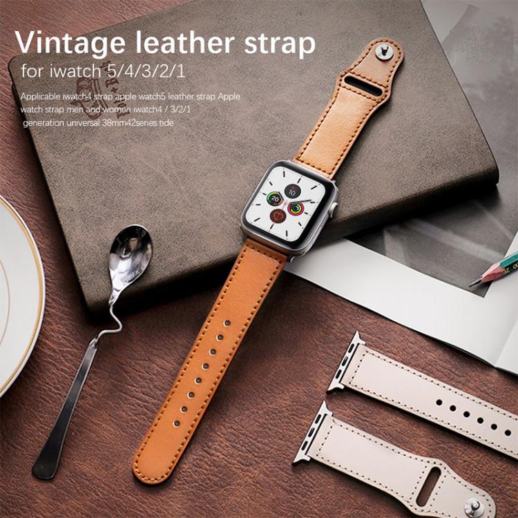 For Apple Watch 42 / 44 / 45 / 46 / 49mm xDfind Rivet Buckle Genuine Leather Watch Band(Orange) by xDfind