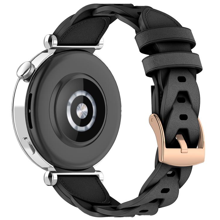 18mm Rose Gold Buckle Twist Leather Watch Band(Black) by bashfashion