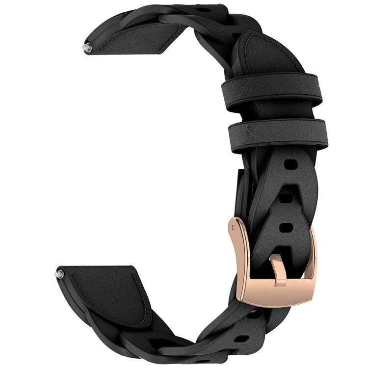 18mm Rose Gold Buckle Twist Leather Watch Band(Black) by bashfashion