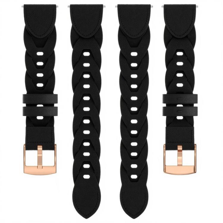 18mm Rose Gold Buckle Twist Leather Watch Band(Black) by bashfashion