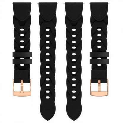 18mm Rose Gold Buckle Twist Leather Watch Band(Black) by bashfashion