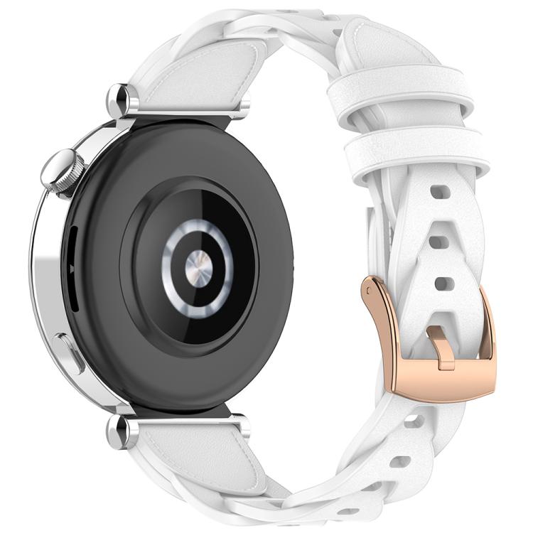 18mm Rose Gold Buckle Twist Leather Watch Band(White) by bashfashion