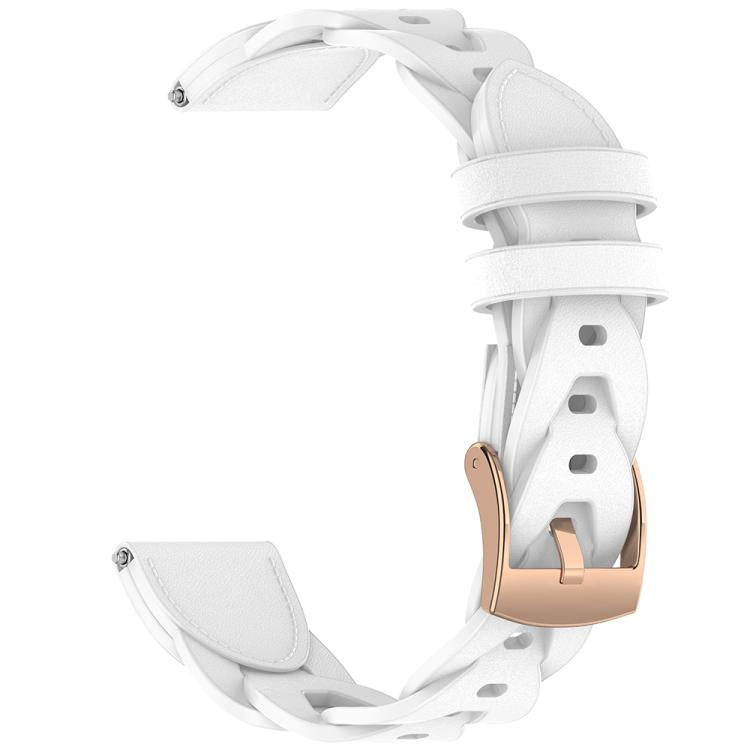 18mm Rose Gold Buckle Twist Leather Watch Band(White) by bashfashion