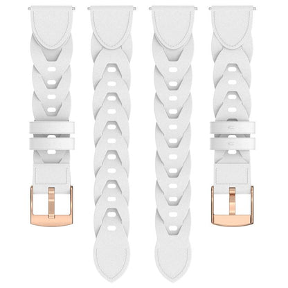 18mm Rose Gold Buckle Twist Leather Watch Band(White) by bashfashion