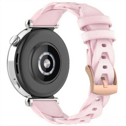 18mm Rose Gold Buckle Twist Leather Watch Band(Pink) by bashfashion