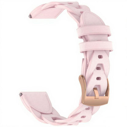18mm Rose Gold Buckle Twist Leather Watch Band(Pink) by bashfashion