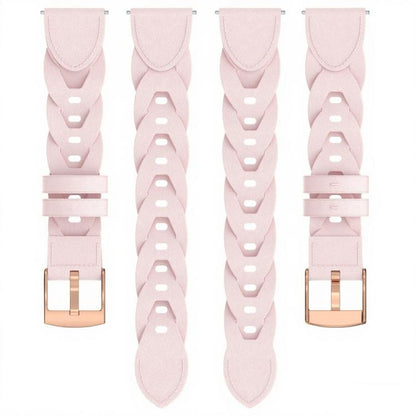 18mm Rose Gold Buckle Twist Leather Watch Band(Pink) by bashfashion