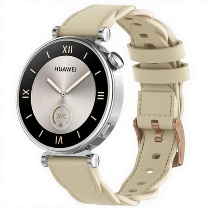 18mm Rose Gold Buckle Twist Leather Watch Band(Apricot) by bashfashion