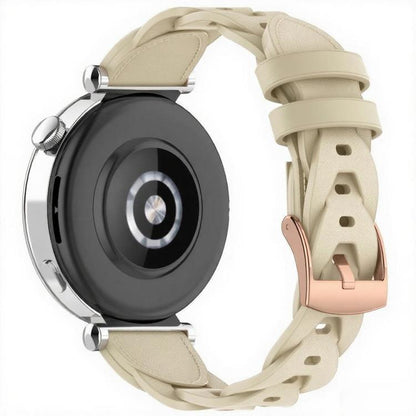 18mm Rose Gold Buckle Twist Leather Watch Band(Apricot) by bashfashion