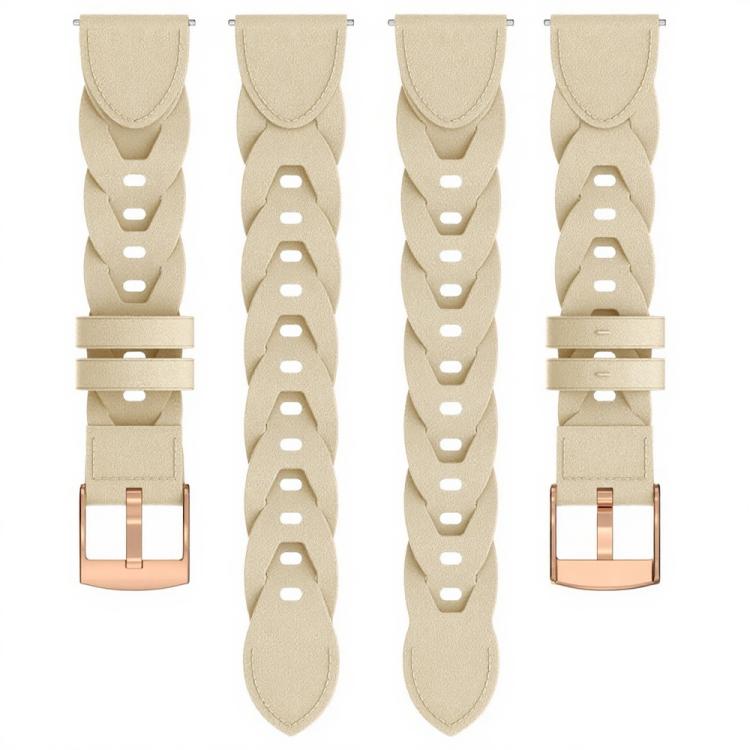 18mm Rose Gold Buckle Twist Leather Watch Band(Apricot) by bashfashion