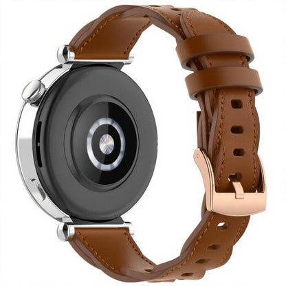 18mm Rose Gold Buckle Twist Leather Watch Band(Brown) by bashfashion