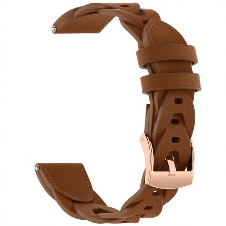 18mm Rose Gold Buckle Twist Leather Watch Band(Brown) by bashfashion