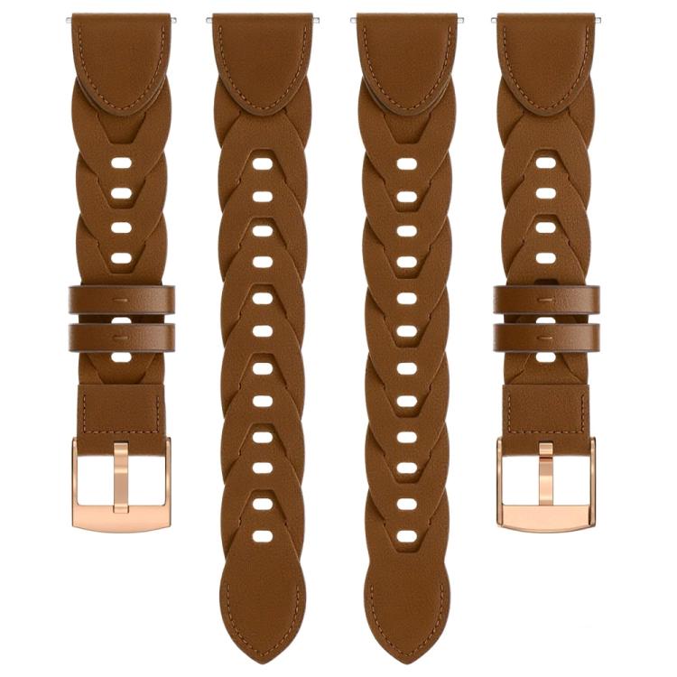 18mm Rose Gold Buckle Twist Leather Watch Band(Brown) by bashfashion