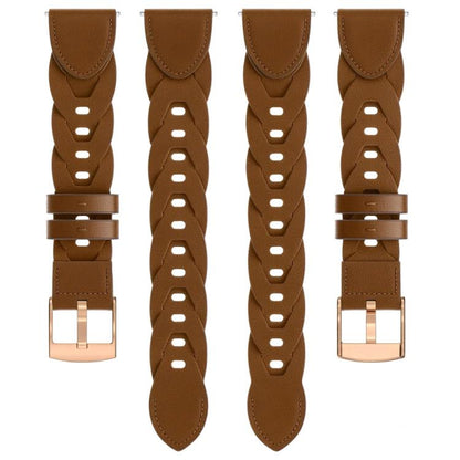 18mm Rose Gold Buckle Twist Leather Watch Band(Brown) by bashfashion
