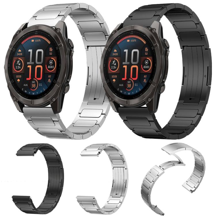 For Garmin Fenix 8/7X/6X/5X 26mm xDfind I-Shaped Buckle Stainless Steel Watch Band(Black) by xDfind