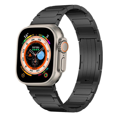 For Apple Watch 42 / 44 / 45 / 46 / 49mm xDfind I-Shaped Buckle Stainless Steel Watch Band(Black) by xDfind