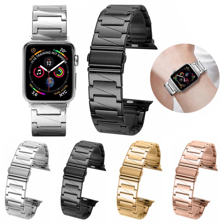 For Apple Watch 42 / 44 / 45 / 46 / 49mm xDfind Stepped Stainless Steel Watch Band(Black) by xDfind