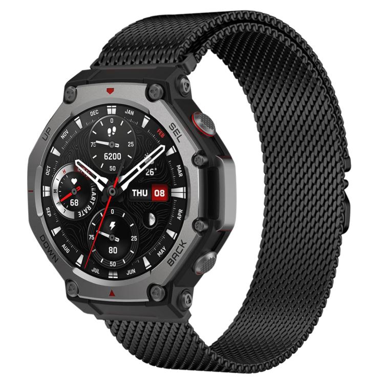For Amazfit T-Rex 3 xDfind Milanese Parachute Buckle Stainless Steel Watch Band(Black) by xDfind