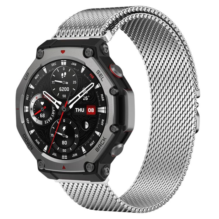 For Amazfit T-Rex 3 xDfind Milanese Parachute Buckle Stainless Steel Watch Band(Silver) by xDfind