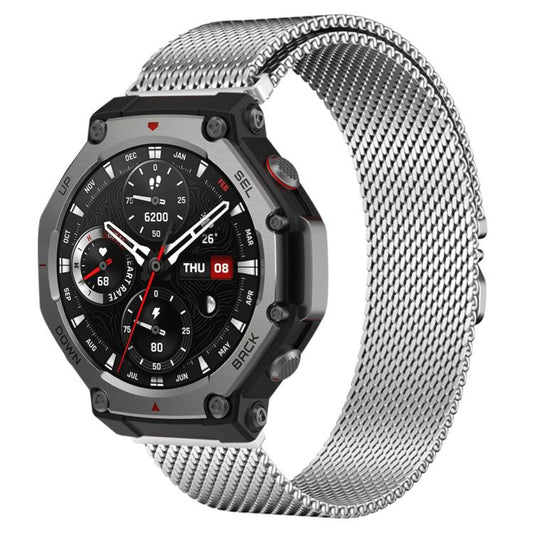 For Amazfit T-Rex 3 xDfind Milanese Parachute Buckle Stainless Steel Watch Band(Silver) by xDfind