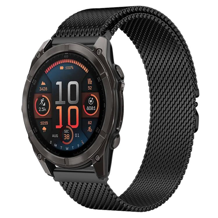 For Garmin Fenix 8/7X/6X/5X 26mm xDfind Milanese Parachute Buckle Stainless Steel Watch Band(Black) by xDfind