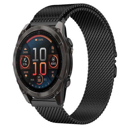 For Garmin Fenix 8/7X/6X/5X 26mm xDfind Milanese Parachute Buckle Stainless Steel Watch Band(Black) by xDfind