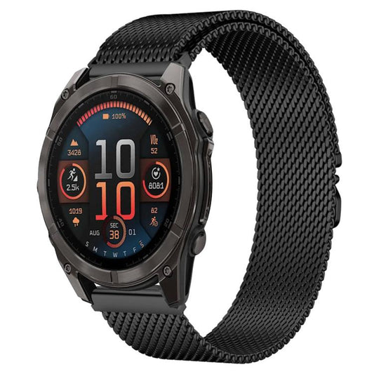 For Garmin Fenix 8/7X/6X/5X 26mm xDfind Milanese Parachute Buckle Stainless Steel Watch Band(Black) by xDfind